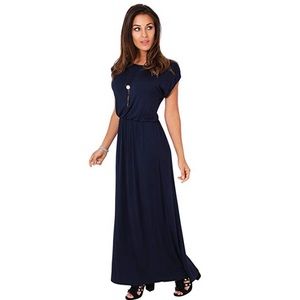 Navy short-sleeved cotton Maxi Dress
